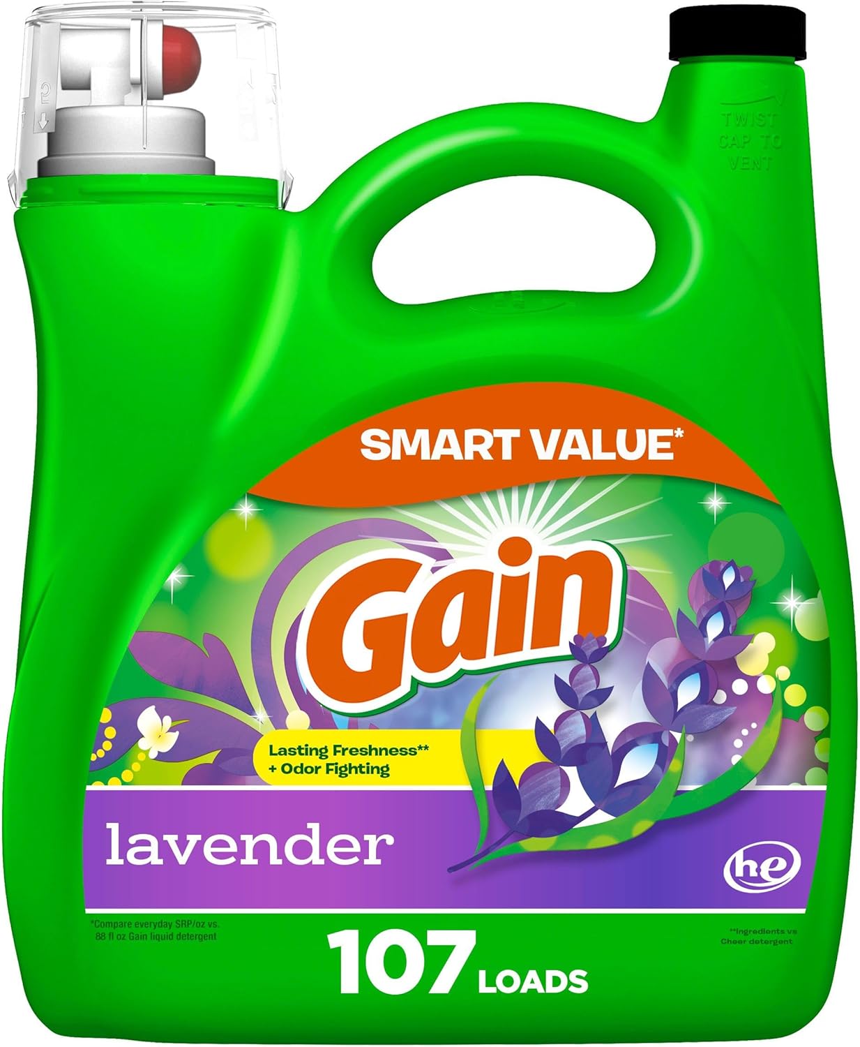 Gain + Aroma Boost Laundry Detergent Liquid, Original Scent, 107 Loads, 154 fl oz, HE Compatible Laundry Soap with Febreze and Oxi, Gain Laundry Detergent, Liquid Laundry Detergent