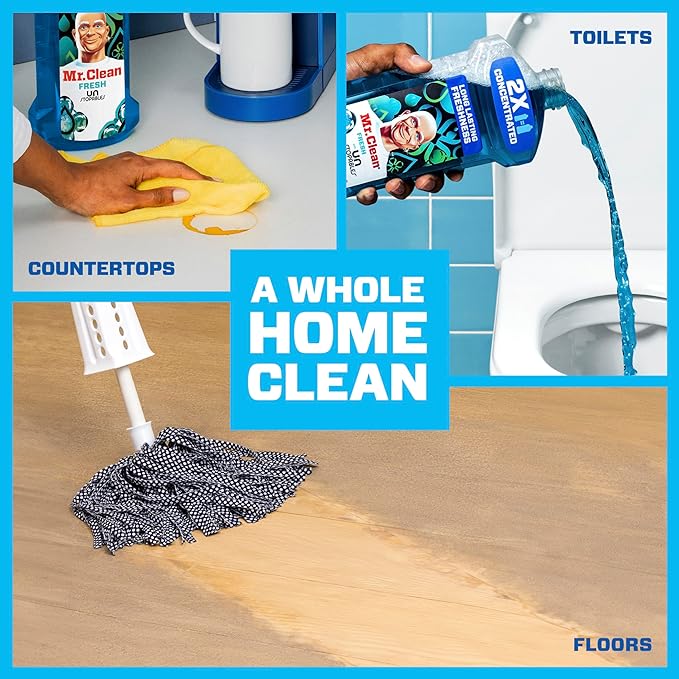 Mr. Clean All Purpose Cleaner, Floor Cleaner for Mopping Home, Bathroom, & Kitchen, Cleaning Liquid for Mop & Bucket, Cleaning Supplies, Multi-Surface Dilutable, Unstopables, 41oz