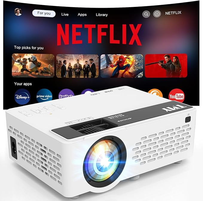 TMY Mini Projector, Upgraded Bluetooth Projector with Screen, 1080P Full HD Portable Projector, Movie Projector Compatible with TV Stick Smartphone/HDMI/USB, indoor & outdoor use