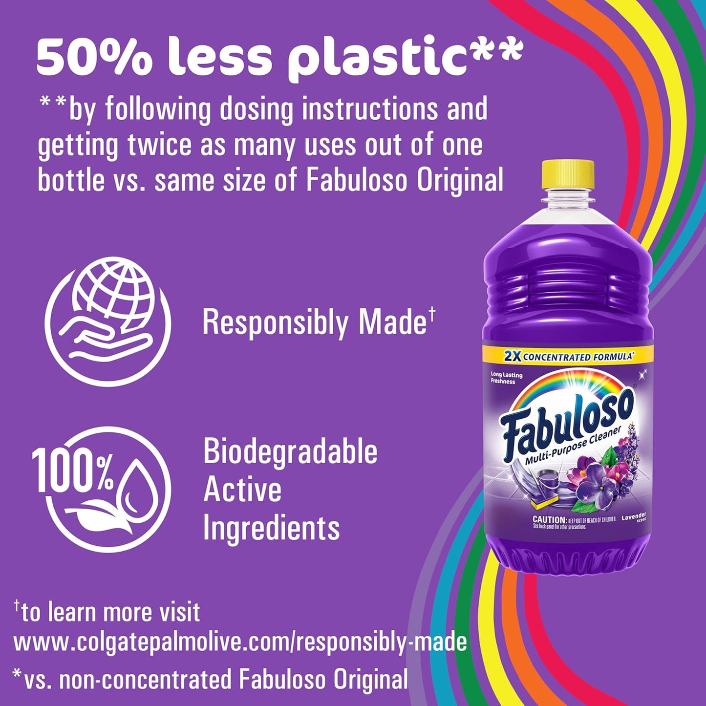 Fabuloso Multi-Purpose Cleaner & Floor Cleaner, 2X Concentrated, Lavender Scent, 56 fluid ounces