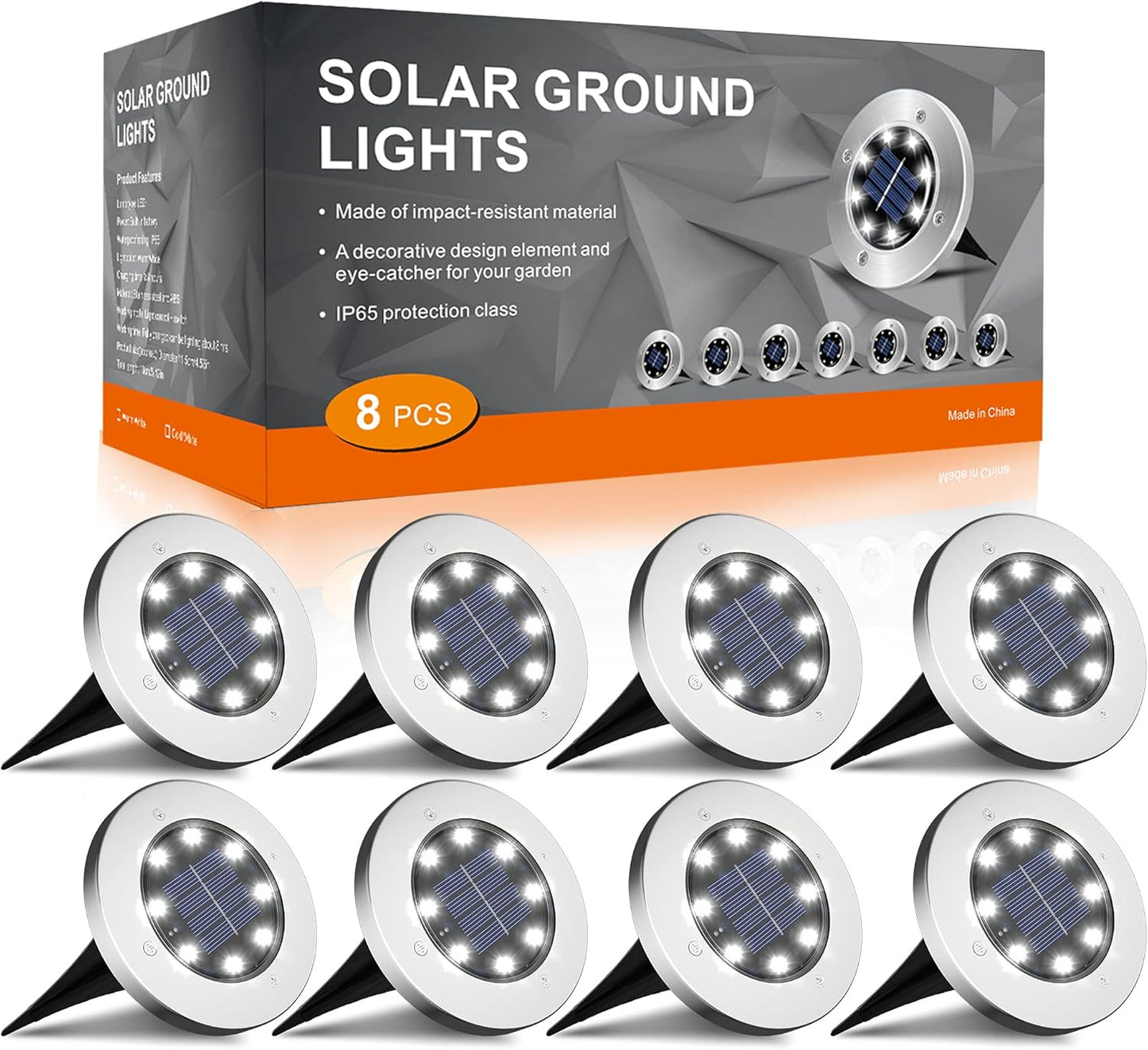 Solar Lights for Outside,8 Pack Solar Light Outdoor Waterproof, Garden Lights Landscape Lighting for Patio Pathway Lawn Driveway Walkway White