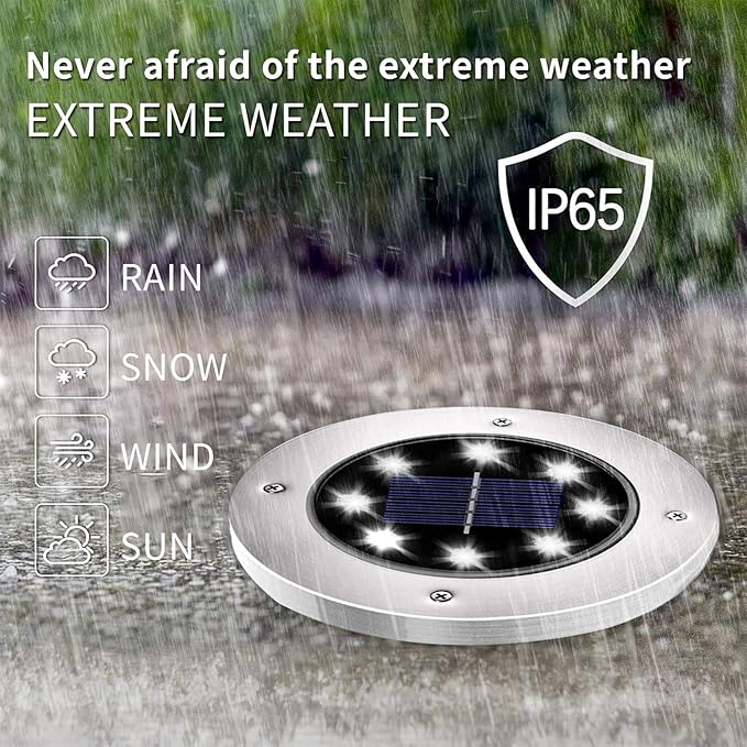 Solar Lights for Outside,8 Pack Solar Light Outdoor Waterproof, Garden Lights Landscape Lighting for Patio Pathway Lawn Driveway Walkway White
