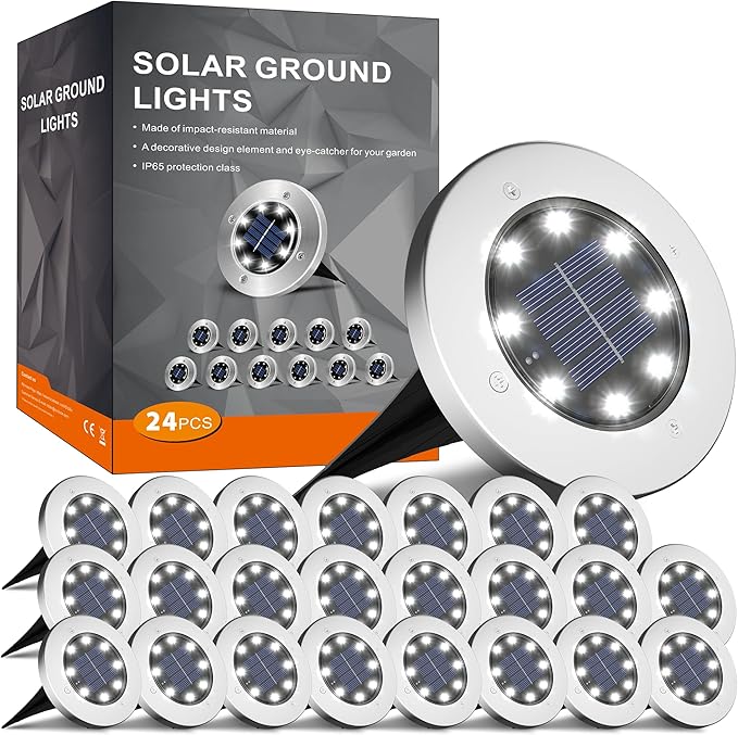 Solar Lights for Outside,8 Pack Solar Light Outdoor Waterproof, Garden Lights Landscape Lighting for Patio Pathway Lawn Driveway Walkway White