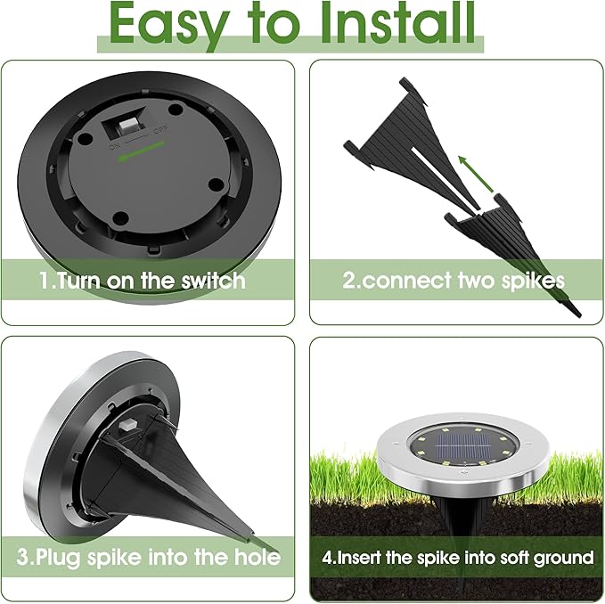 Solar Lights for Outside,8 Pack Solar Light Outdoor Waterproof, Garden Lights Landscape Lighting for Patio Pathway Lawn Driveway Walkway White