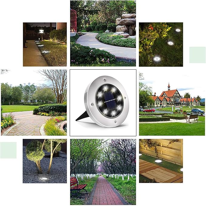 Solar Lights for Outside,8 Pack Solar Light Outdoor Waterproof, Garden Lights Landscape Lighting for Patio Pathway Lawn Driveway Walkway White