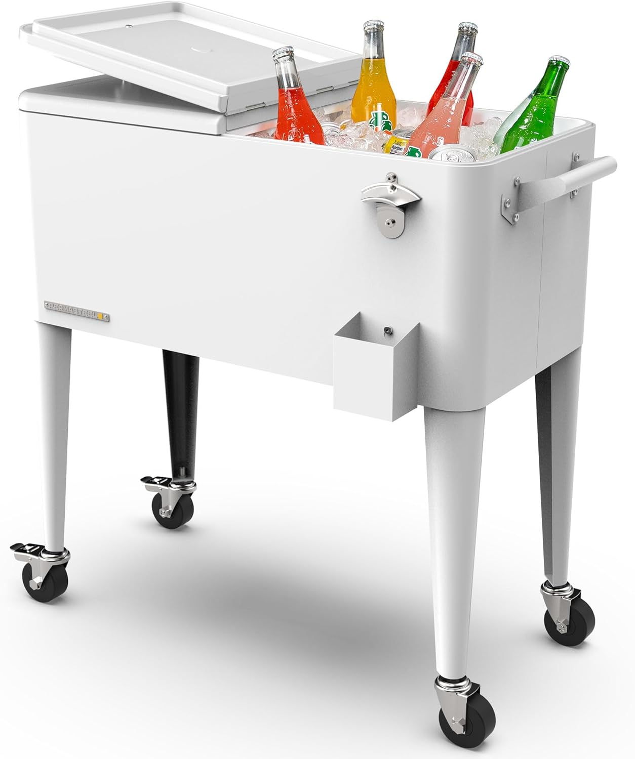 80-Qt Classic Outdoor Patio Cooler for Outside, Beverage Bar Cart With Wheels & Handles, Retro Design