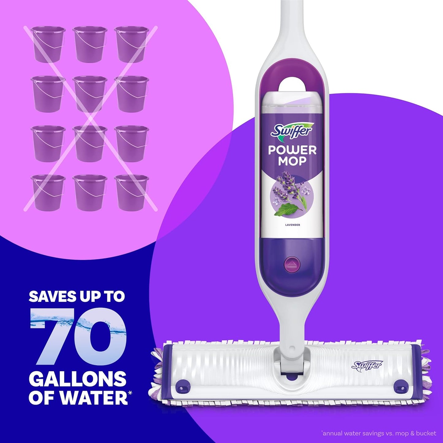 Swiffer Power Mop Refill Solution, Floor Cleaner for Mopping Tile, Vinyl, Laminate, Wood in Home, Bathroom, Kitchen, All Purpose Multi-Surface Solution for Floor Cleaning, Lavender Scent, 50.6oz