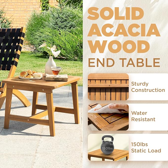 Foldable Reclining Design Heavy Duty 400lbs Capacity Patio Bistro Set 5 Piece with Ottomans Outdoor