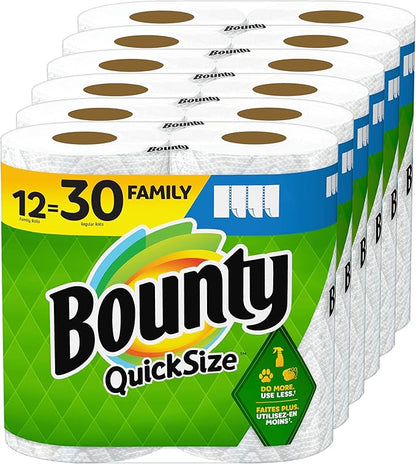 Bounty Quick Size Paper Towels, White, 8 Family Rolls = 20 Regular Rolls (Packaging May Vary)