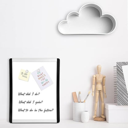 Small Dry Erase Whiteboard, Magnetic Whiteboard with Marker and Magnets, 8.5" x 11", Plastic/Aluminum Frame