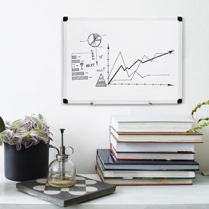 Magnetic Dry Erase Whiteboard, 24"W x 18"H, Aluminium Frame, Silver/White