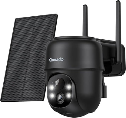 Cameras for Home Security-2.4G WiFi Outdoor Camera Wireless Solar/Battery Powered, 360° Viewing, Human Detection, Color Night Vision, Cloud/SD Storage B6 (B6-Black-1pack-2.4G