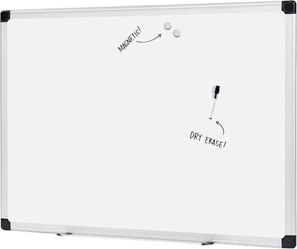 Magnetic Dry Erase Whiteboard, 24"W x 18"H, Aluminium Frame, Silver/White
