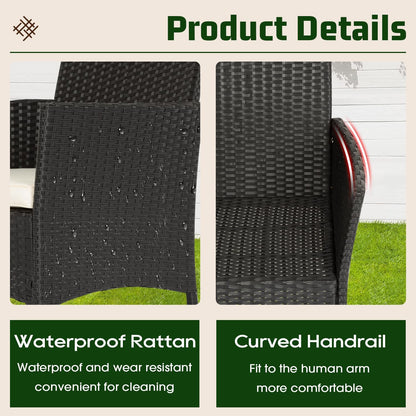 4-Piece Patio Furniture Set | Outdoor Wicker Furniture with Coffee Table | Modern Rattan Chairs Conversation Set | Outdoor Seating | Weather-Resistant | Black | for Porch, Garden, Lawn