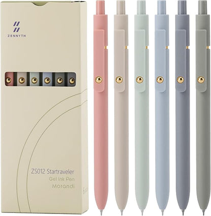 Gel Pens, 6 Pcs 0.5mm Quick Dry Black Ink Pens Fine Point Smooth Writing Pens, Cute Office School Supplies Gifts for Women