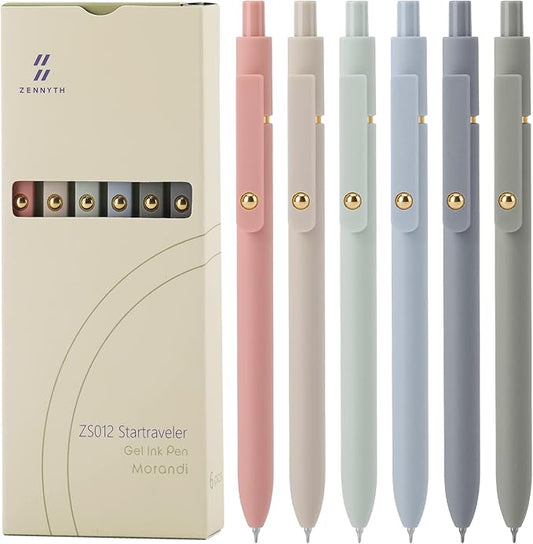 Gel Pens, 6 Pcs 0.5mm Quick Dry Black Ink Pens Fine Point Smooth Writing Pens, Cute Office School Supplies Gifts for Women