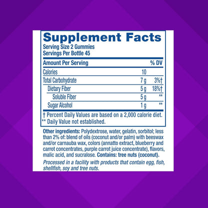 Vitafusion Fiber Well Gummies, Sugar Free Fiber Supplement, Gummies for Adults, Strawberry & Blackberry Flavors, 90 Count