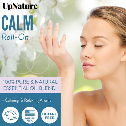 UpNature Calm Essential Oil Roll On - 100% Natural Stress Relief Aromatherapy - Relaxation Self Care Gifts for Women - Nurse Essentials