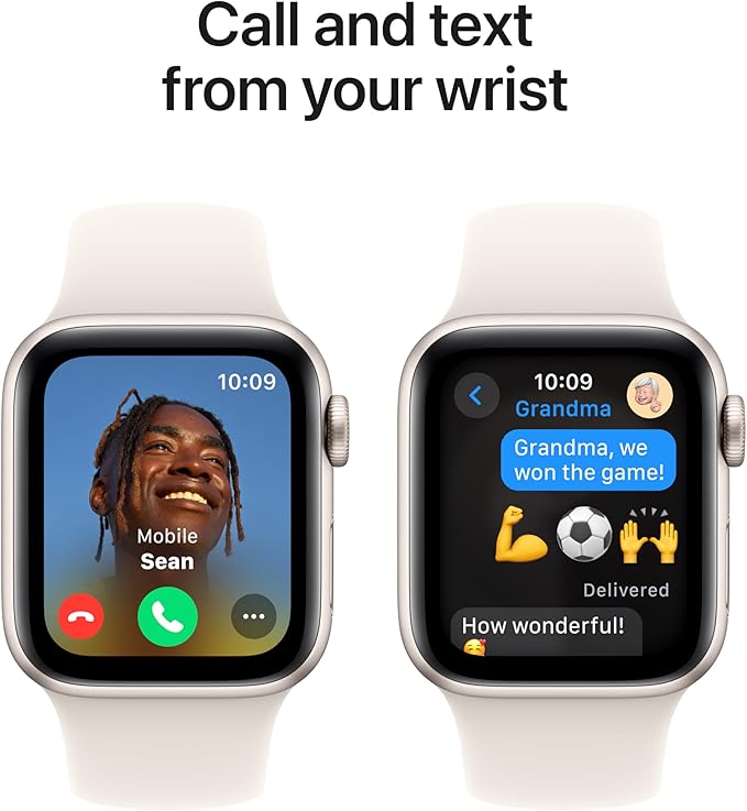 Apple Watch SE (2nd Gen) [GPS 40mm] Smartwatch with Starlight Aluminum Case with Starlight Sport Band S/M. Fitness and Sleep Trackers, Crash Detection, Heart Rate Monitor, Retina Display