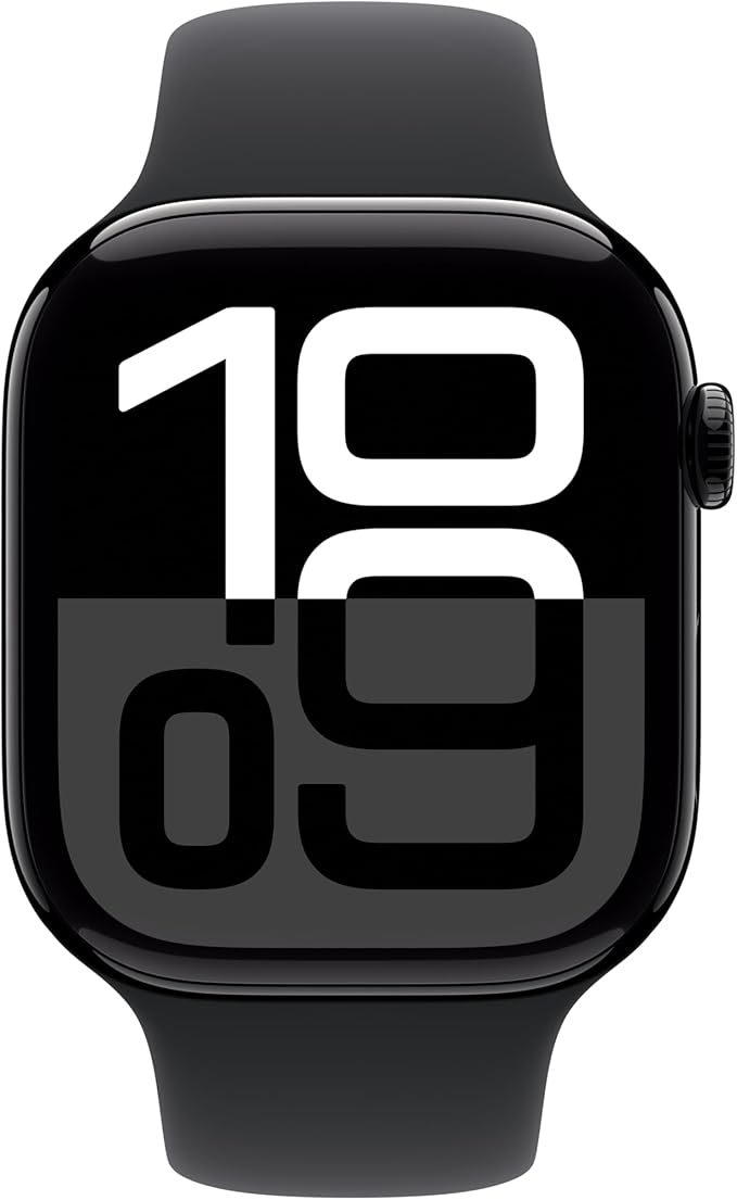 Apple Watch Series 10 [GPS + Cellular 46mm case] Smartwatch with Jet Black Aluminium Case with Black Sport Band - M/L. Fitness Tracker, ECG App, Always-On Retina Display, Water Resistant