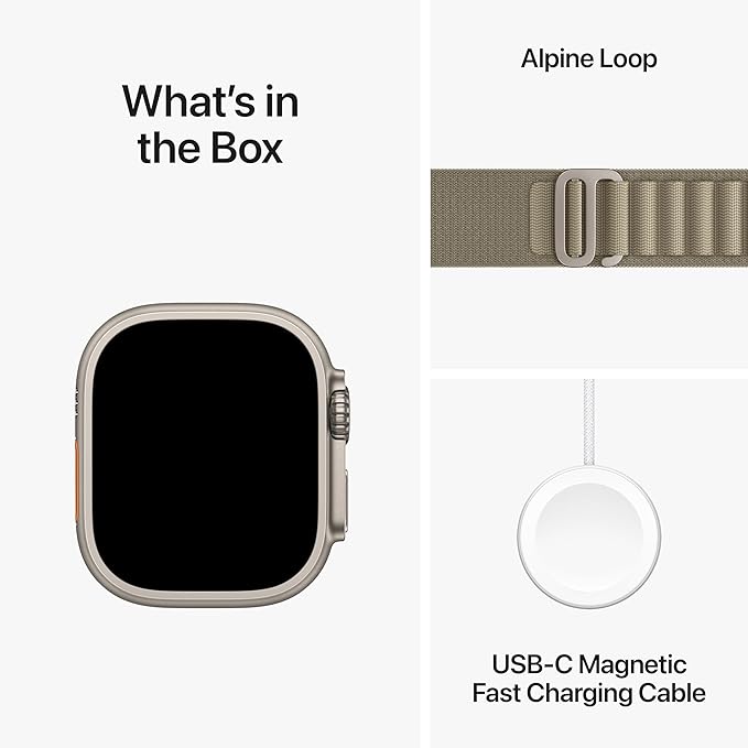 Apple Watch Ultra 2 [GPS + Cellular 49mm] Smartwatch with Rugged Titanium Case & Olive Alpine Loop Small. Fitness Tracker, Precision GPS, Action Button, Extra-Long Battery Life