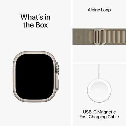 Apple Watch Ultra 2 [GPS + Cellular 49mm] Smartwatch with Rugged Titanium Case & Olive Alpine Loop Small. Fitness Tracker, Precision GPS, Action Button, Extra-Long Battery Life