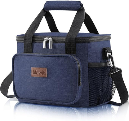 Lifewit Medium Lunch Bag Insulated Lunch Box Soft Cooler Cooling Tote for Adult Men Women, Black 12-Can (9L)