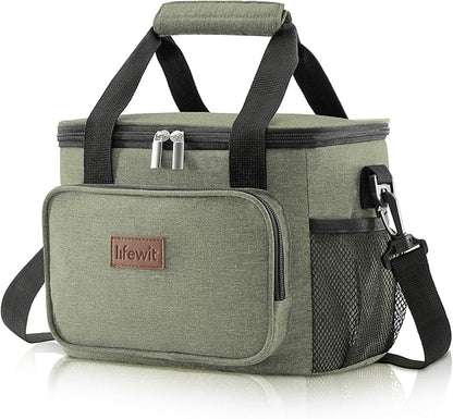 Lifewit Medium Lunch Bag Insulated Lunch Box Soft Cooler Cooling Tote for Adult Men Women, Black 12-Can (9L)