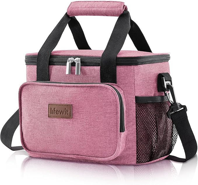 Lifewit Medium Lunch Bag Insulated Lunch Box Soft Cooler Cooling Tote for Adult Men Women, Black 12-Can (9L)