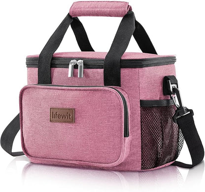 Lifewit Medium Lunch Bag Insulated Lunch Box Soft Cooler Cooling Tote for Adult Men Women, Black 12-Can (9L)