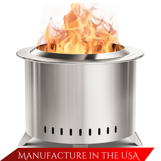 Smokeless Fire Pit,22 Inch Stainless Steel Firepit, Outdoor Wood Burning Fire Pit with Cover,Smokeless Firepits for Outside Backyard Patio Garden Camping Bonfire