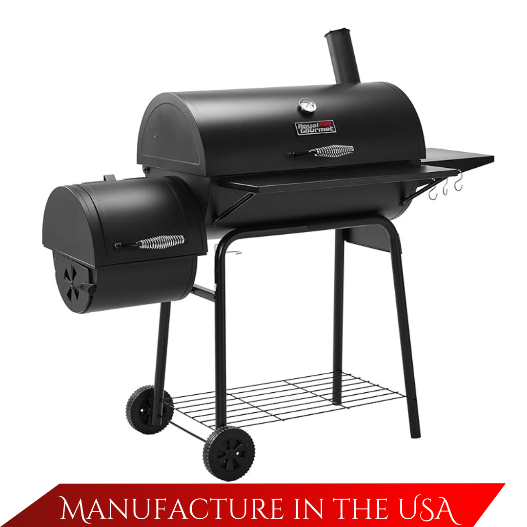 30" BBQ Charcoal Grill and Offset Smoker | 811 Square Inch cooking surface, Outdoor for Camping | Black