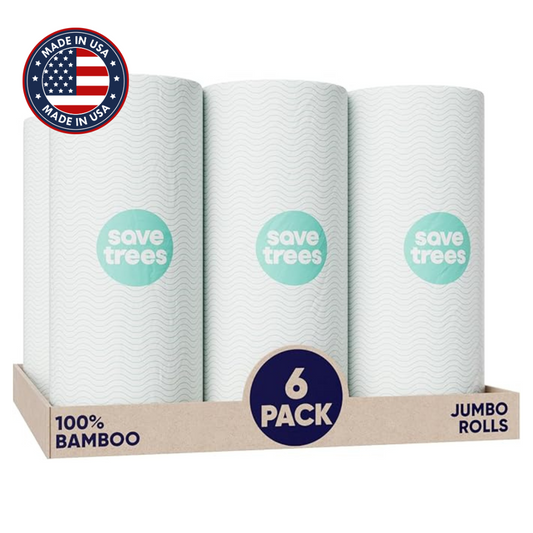 Bamboo Paper Towels 6pk - 750 Sheets Paper Towels Rolls Ultra Absorbent & Durable Eco-Friendly - FSC-Certified, totally Plastic-Free, and Vegan