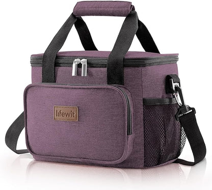 Lifewit Medium Lunch Bag Insulated Lunch Box Soft Cooler Cooling Tote for Adult Men Women, Black 12-Can (9L)