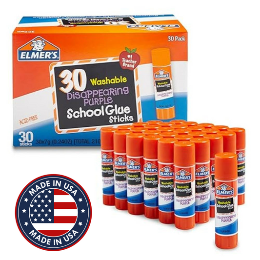 Elmer's Disappearing Purple School Glue Sticks Washable 7 Grams 30 Count