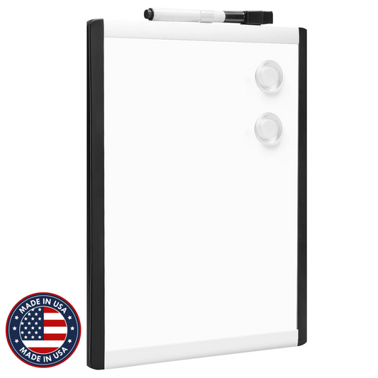 Small Dry Erase Whiteboard, Magnetic Whiteboard with Marker and Magnets, 8.5" x 11", Plastic/Aluminum Frame