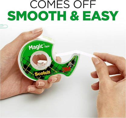 Scotch Magic Tape, 3 Dispensered Rolls, Numerous Applications, Invisible, Clear Tape Engineered for Repairing, 3/4 x 300 Inches