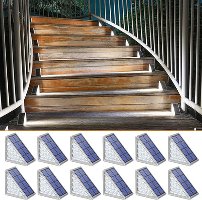 Solar Step Lights for Outside,6 Pack Cool White Solar Stair Lights Outdoor Waterproof IP67 Auto On Off,Solar Lights for Steps,Stair,Patio,Yard,Porch,Front Door,Sidewalk,Deck Decor