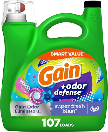 Gain + Aroma Boost Laundry Detergent Liquid, Original Scent, 107 Loads, 154 fl oz, HE Compatible Laundry Soap with Febreze and Oxi, Gain Laundry Detergent, Liquid Laundry Detergent