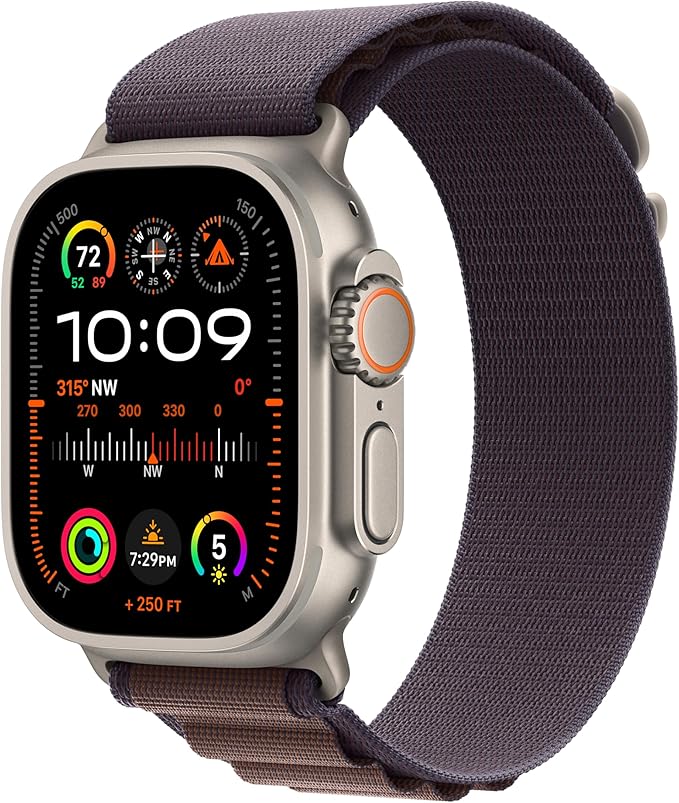 Apple Watch Ultra 2 [GPS + Cellular 49mm] Smartwatch with Rugged Titanium Case & Olive Alpine Loop Small. Fitness Tracker, Precision GPS, Action Button, Extra-Long Battery Life