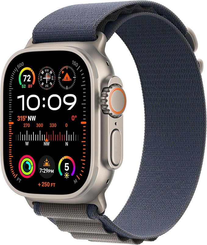 Apple Watch Ultra 2 [GPS + Cellular 49mm] Smartwatch with Rugged Titanium Case & Olive Alpine Loop Small. Fitness Tracker, Precision GPS, Action Button, Extra-Long Battery Life