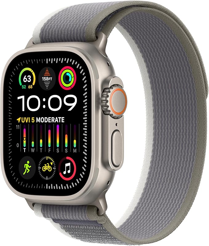 Apple Watch Ultra 2 [GPS + Cellular 49mm] Smartwatch with Rugged Titanium Case & Olive Alpine Loop Small. Fitness Tracker, Precision GPS, Action Button, Extra-Long Battery Life