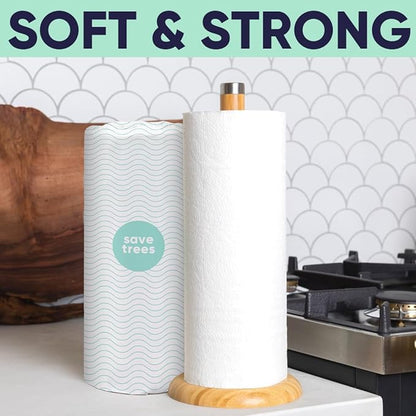 Bamboo Paper Towels 6pk - 750 Sheets Paper Towels Rolls Ultra Absorbent & Durable Eco-Friendly - FSC-Certified, totally Plastic-Free, and Vegan