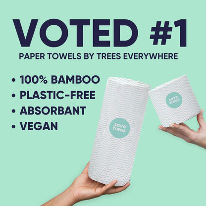 Bamboo Paper Towels 6pk - 750 Sheets Paper Towels Rolls Ultra Absorbent & Durable Eco-Friendly - FSC-Certified, totally Plastic-Free, and Vegan