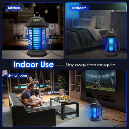 Bug Zapper Outdoor, Mosquito Zapper, Electric Fly Zapper, Mosquito Killer, Fly Traps, 3 Prong Plug, Flying Insects Zapper Indoor Outdoor 90-130V, 4200V, ABS Plastic Outer (Black)