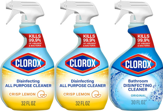 Clorox Disinfecting All-Purpose Cleaner 32 Oz and Disinfecting Bathroom Cleaner, Household Essentials, 30 Oz, Pack of 390