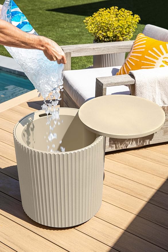 Chill Side Table - 2 in 1 - Designed for use as Outdoor Side Table, Patio Decor and Ice Chest