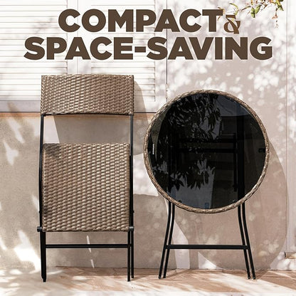 Metal Wicker Bistro Set with Round Table