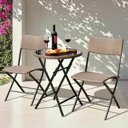 Metal Wicker Bistro Set with Round Table