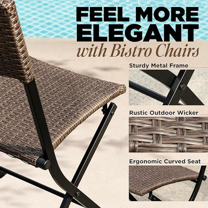 Metal Wicker Bistro Set with Round Table